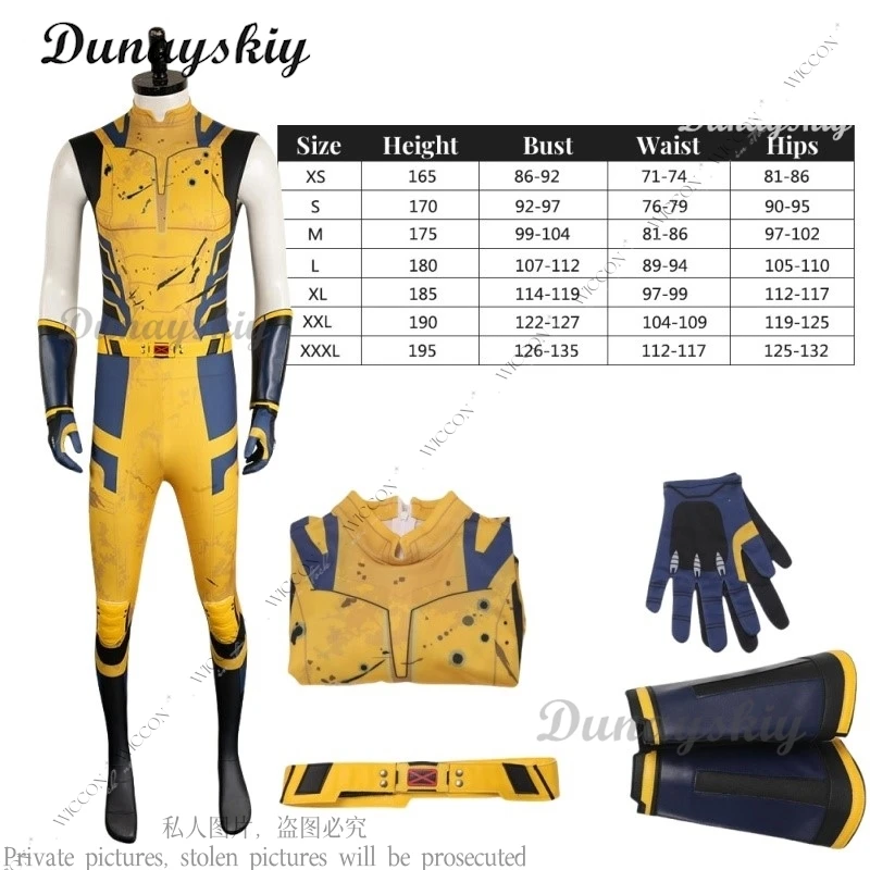 

Wolverine Sleeveless Jumpsuit Man Adult Kid Anime Cosplay Costume Role Play Yellow Suit Halloween Party Carnival Performance