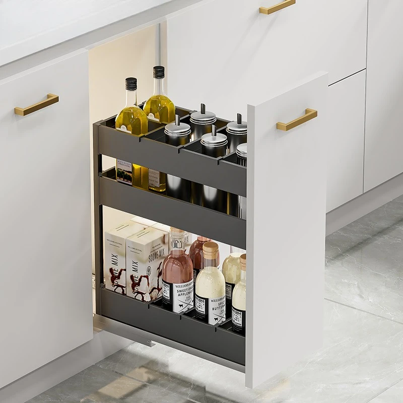 

Узкий шкаф для приправ, кухонный шкаф из алюминиевого сплава, двойной ящик, небольшой размер, стеллаж для хранения шкафа