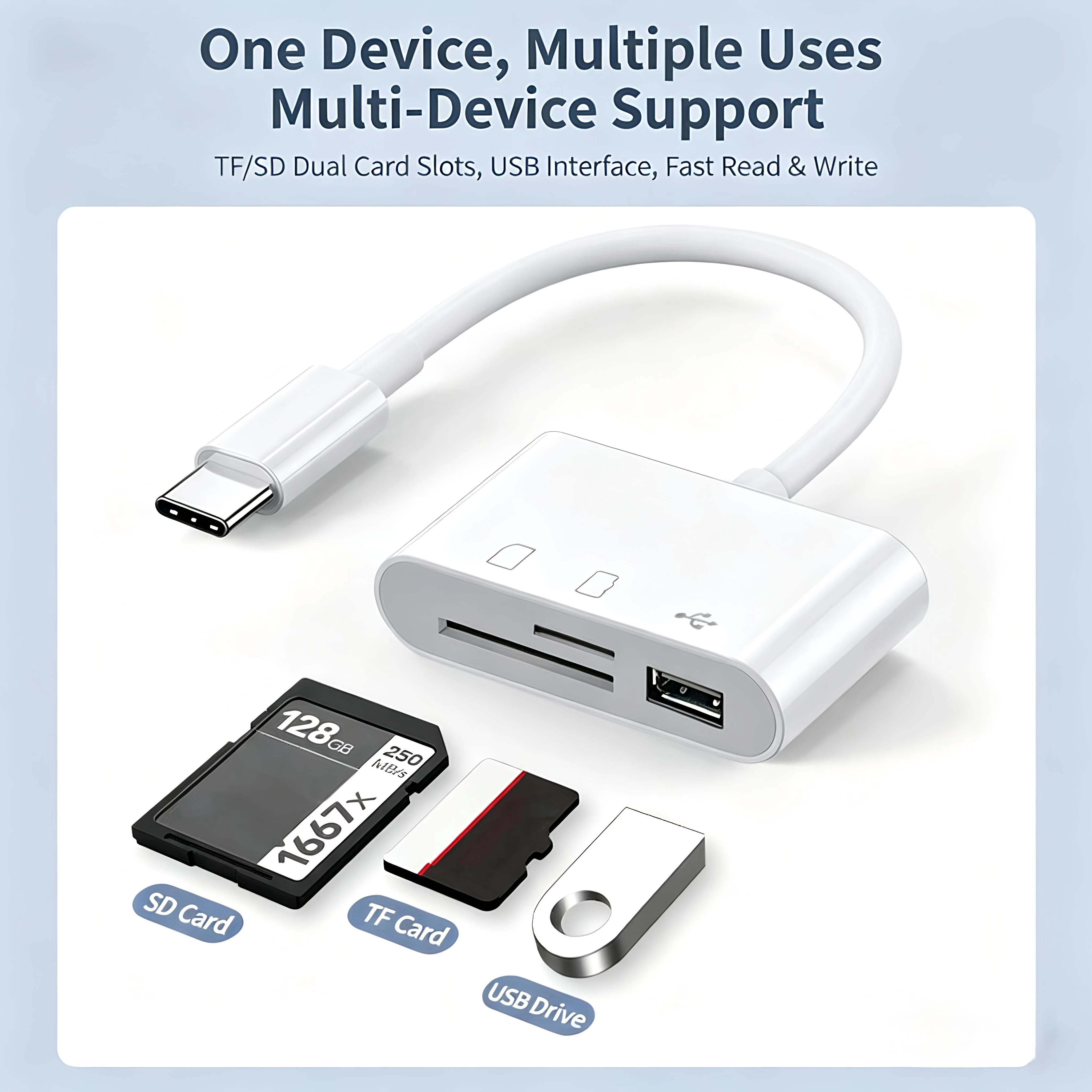 3-in-1 USB/Typ-C Multifunktions-Kartenleser OTG SD TF-Karten USB-Speicherkartenleser-Konverter für MacBook, Laptop, Samsung