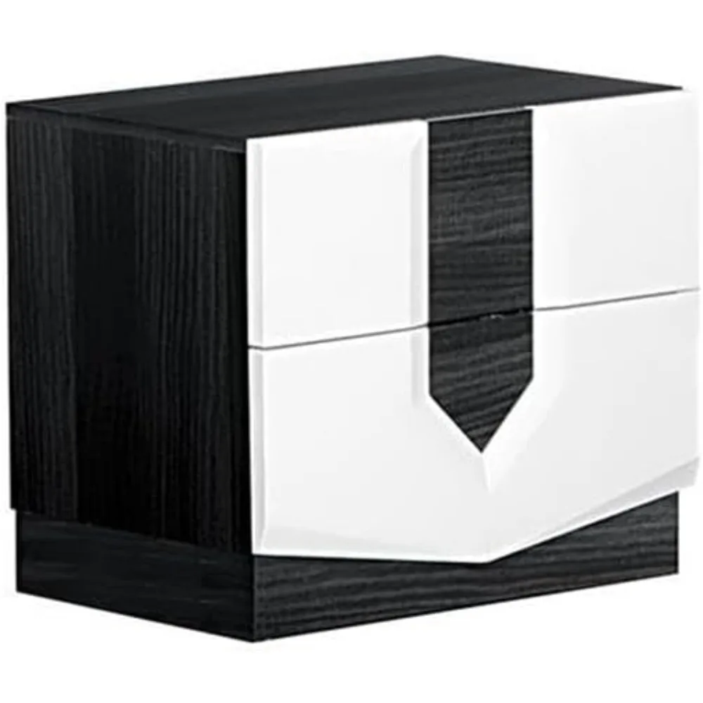 contemporary zebrano wood nightstand in gray and white high gloss finish