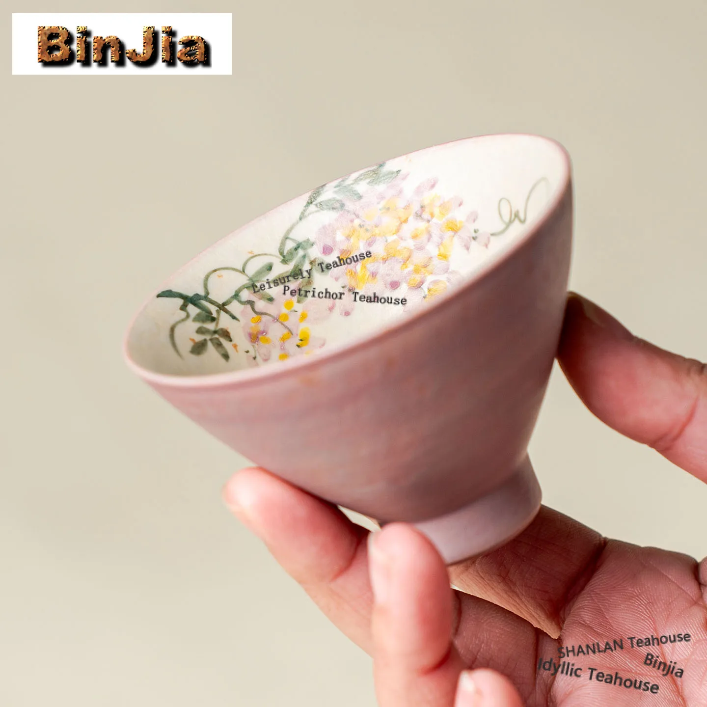 

70ml Hand-painted Purple Wisteria Flower Teacup Japanese Tea Bowl Single Cups Tea-tasting Smelling Cup Jianzhan Master Cups Cafe