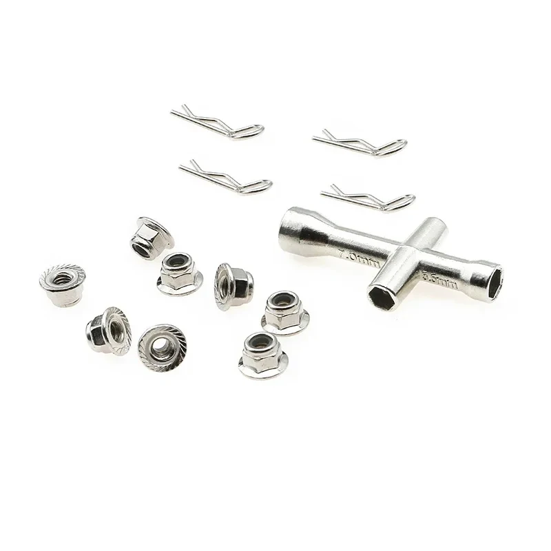 Metal M4 Flange Lock Nuts Anti-skip Hex Wheel Adapter Set for 1/10 1/8 1/14 Scale RC Car Truck Crawler Compatible with HSP SCX10