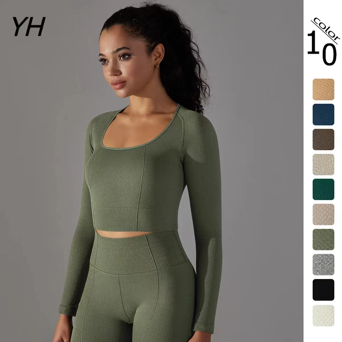 Women Yoga Shirt Gym Top Long Sleeves Fitness Sport Women Clothing Elastic Breathable Pilates Long Sleeve Crop Tops Activewear