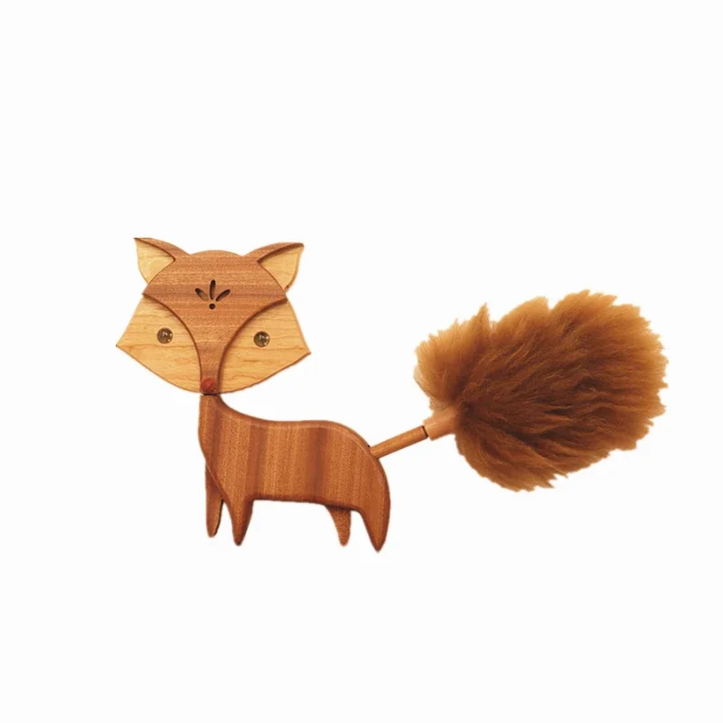 Handmade Fox Wood Wool  Dust Duster Wall Decoration Dust Sweeper Household Cleaning Wool Feather Duster Home Decoration