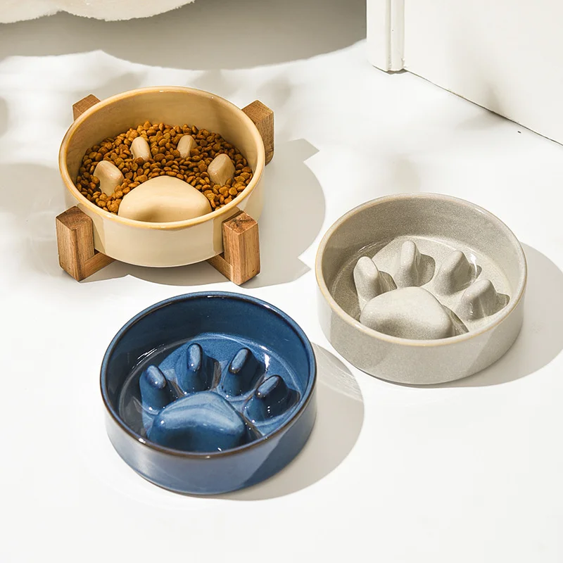 New Slow Food Bowl Ceramic Food Bowl for Dogs and Cats Slow Food Bowl Pet Supplies Anti Knock Anti Choke Feeder