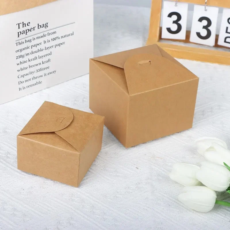 10/30/50 Stück quadratische Süßigkeitenboxen aus Kraftpapier, geeignet für Hochzeiten, Geburtstagsfeiern und Weihnachtsgeschenke – Detail 4