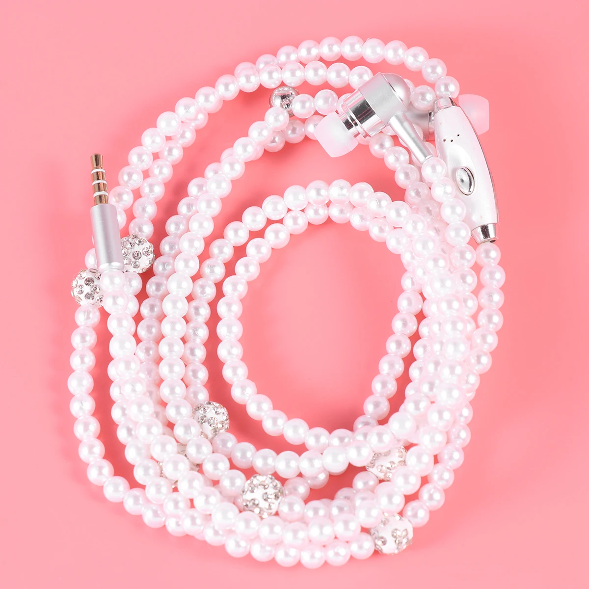 

Wireless Earphones Headset Lightweight In Ear Earphone Built Mic Control Sports Travel Gym Wired Necklace Style Beads Design