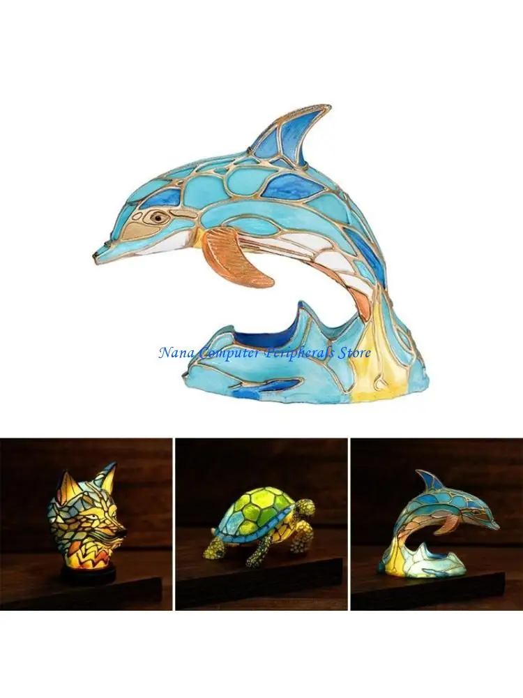 

F68C Whimsical Animal Resin Stained Table Lamp for Unique Room Accent