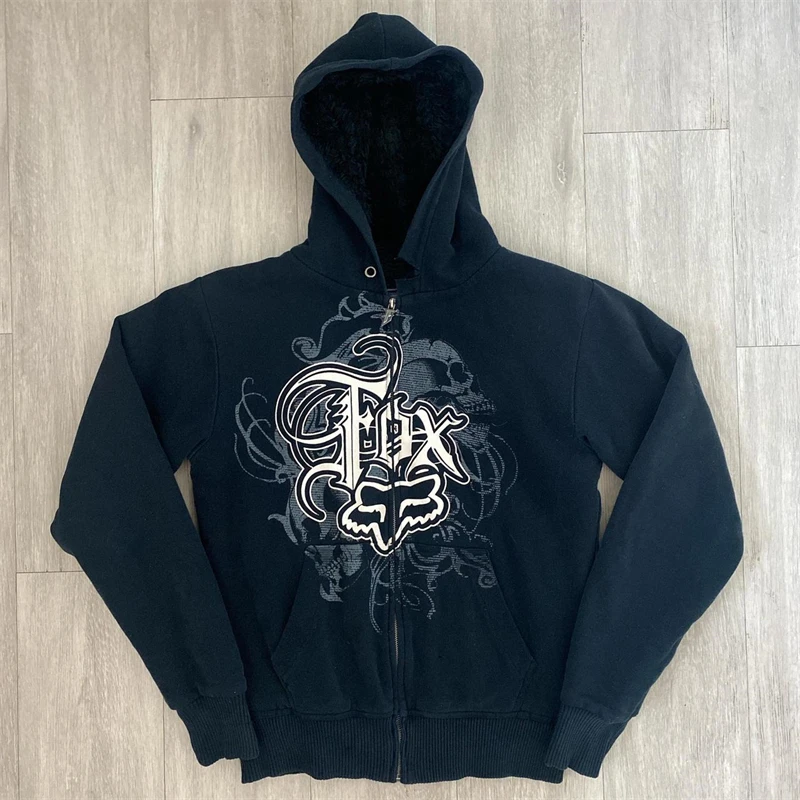 

Y2k women's long sleeved hoodie oversize streetwear sweatshirt dark hip hop punk pattern printed vintage harajuku trendy wear