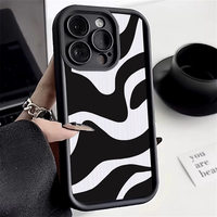 Fashion Zebra Stripes Lattice Pattern Silicone Case For iPhone 16 15 14 13 12 11 Pro Max XS XR 7 8 Plus SE 2020 Shockproof Cover