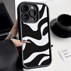Fashion Zebra Stripes Lattice Pattern Silicone Case For iPhone 15 14 13 12 11 Pro Max XS X XR 7 8 Plus SE 2020 Shockproof Cover