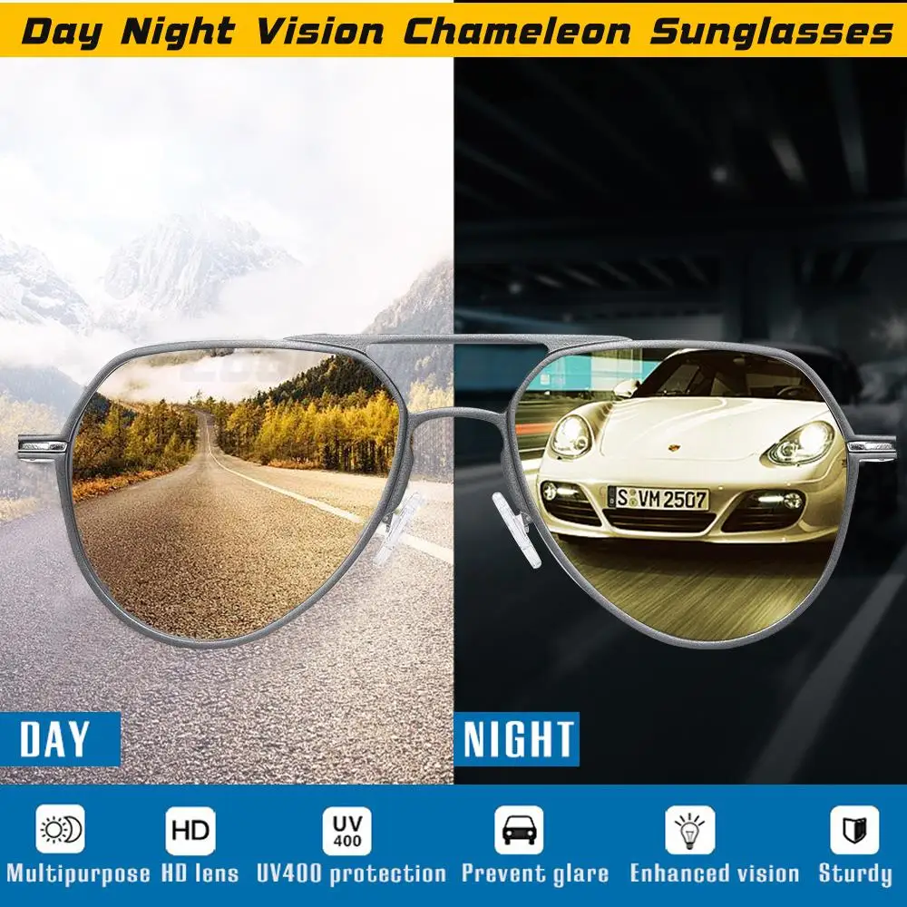 CoolPandas Hohe Qualität Aluminium Photochrome Sonnenbrille Für Männer Frauen Polarisierte Chameleon Linsen Brillen Fahren Pilot Gläser – Detail 3