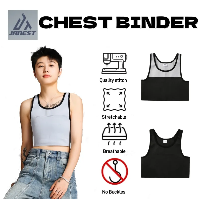 Chest Binder Full Bandage Pullover Binder FTM Transgender Tomboy Breast Binder Pure Bandage Rubber Thread Lesbian Sportswear