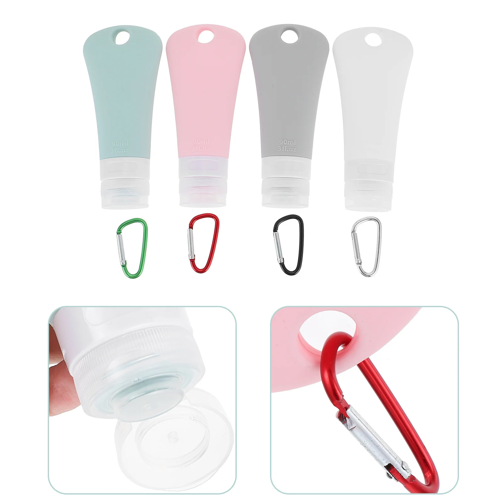 4 conjuntos de garrafas de viagem de silicone 4 conjuntos de recipientes de higiene pessoal portáteis recarregáveis shampoo loção dispensador para sabão líquido gel de banho