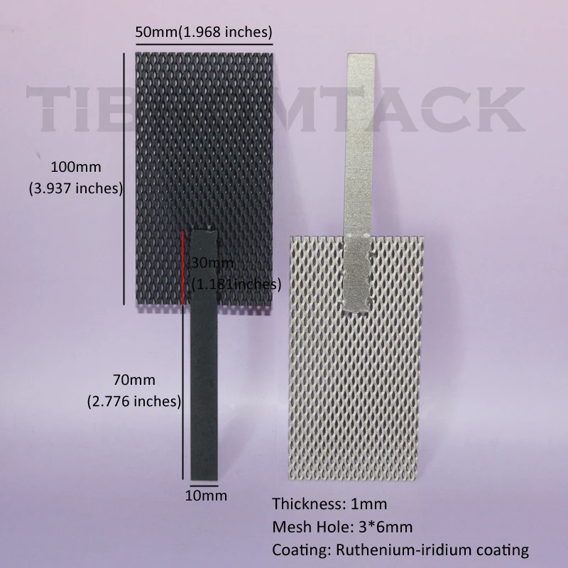 Red de ánodo de titanio con revestimiento MMO Ru-Ir y red de cátodo, electrodos sin recubrimiento para aplicaciones electroquímicas, 2 unidades