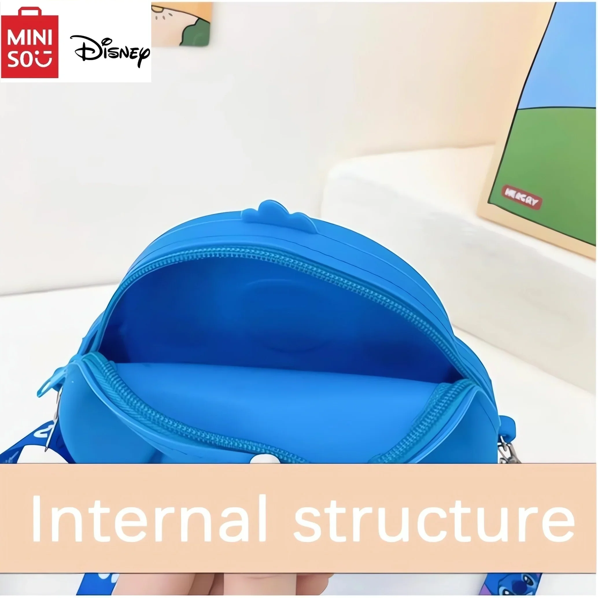 1pcs MINISO Disney New Stitch Crossbody Bag with Adjustable Shoulder Strap Handbag with Zipper Cartoon Stitch Coin Wallet Purse