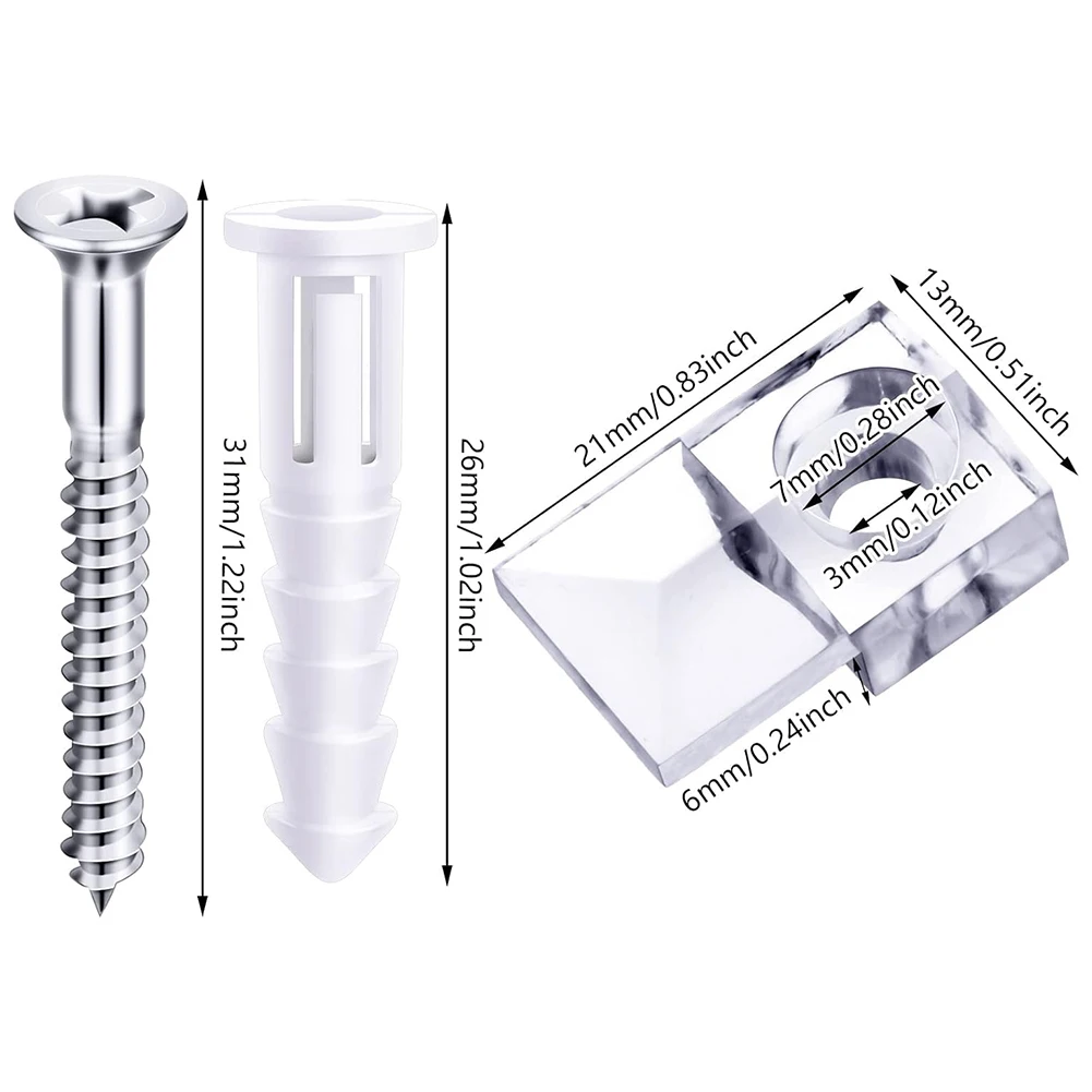 20 مجموعات مرآة حامل مقاطع عدة الزجاج الشفاف التجنيب تصاعد الأجهزة المعلقة لتثبيت مقاطع الباب بدون إطار