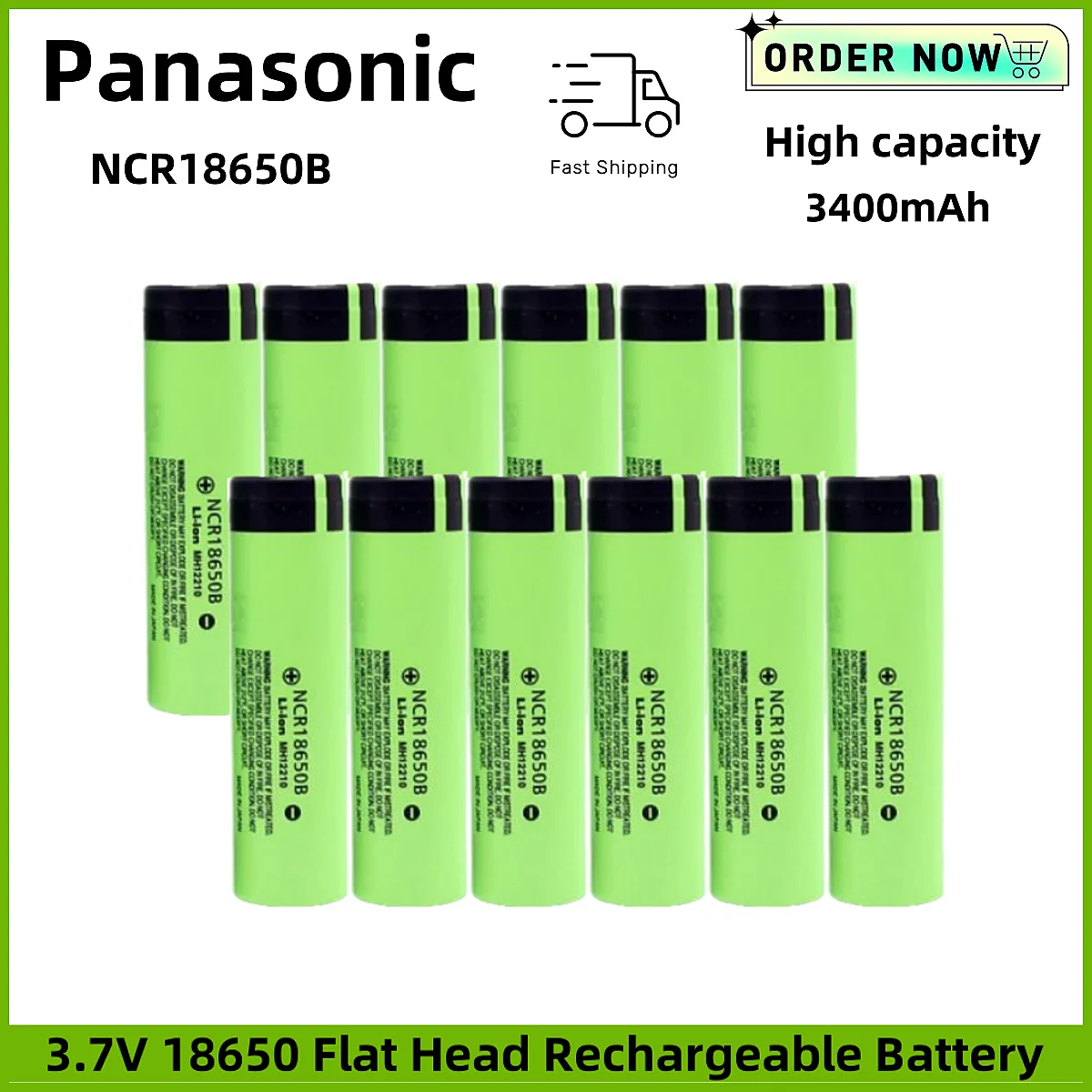 

New Panasonic Original 18650 Lithium Battery Remote Control Rechargeable Lithium Battery NCR18650B 3.7V 3400mAh