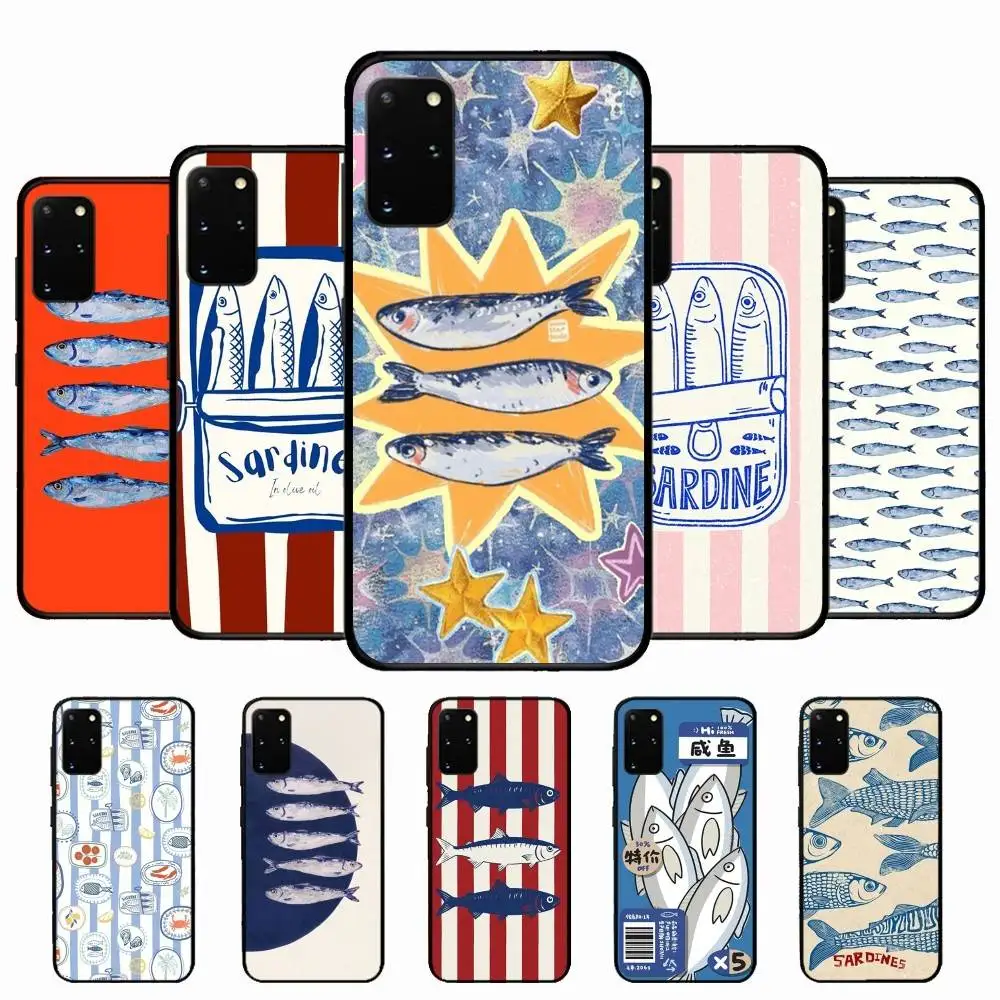 Sardines Retro Art Seafood Phone Case For Samsung S 24 Fe 25 Ultra Plus 20 Lite 21 30 22 23 24 22 Ultra 5G Fundas