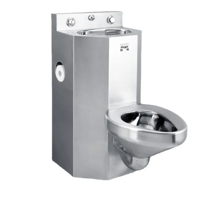 Toilet, American integrated backrest prison stainless steel toilet y