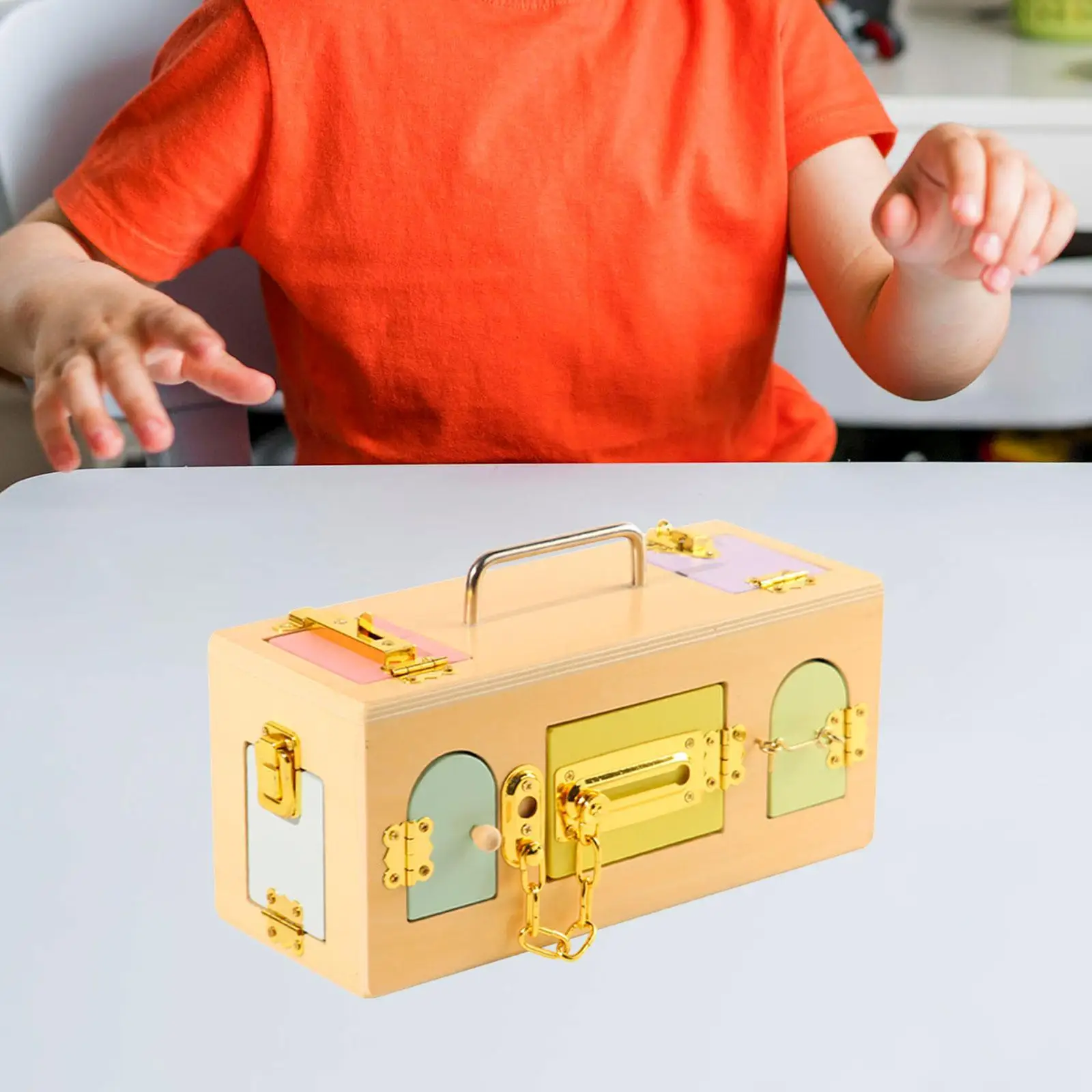 Montessori Lock Box Toy Wood Fine Motor Skills for Children 1 Year Old Baby