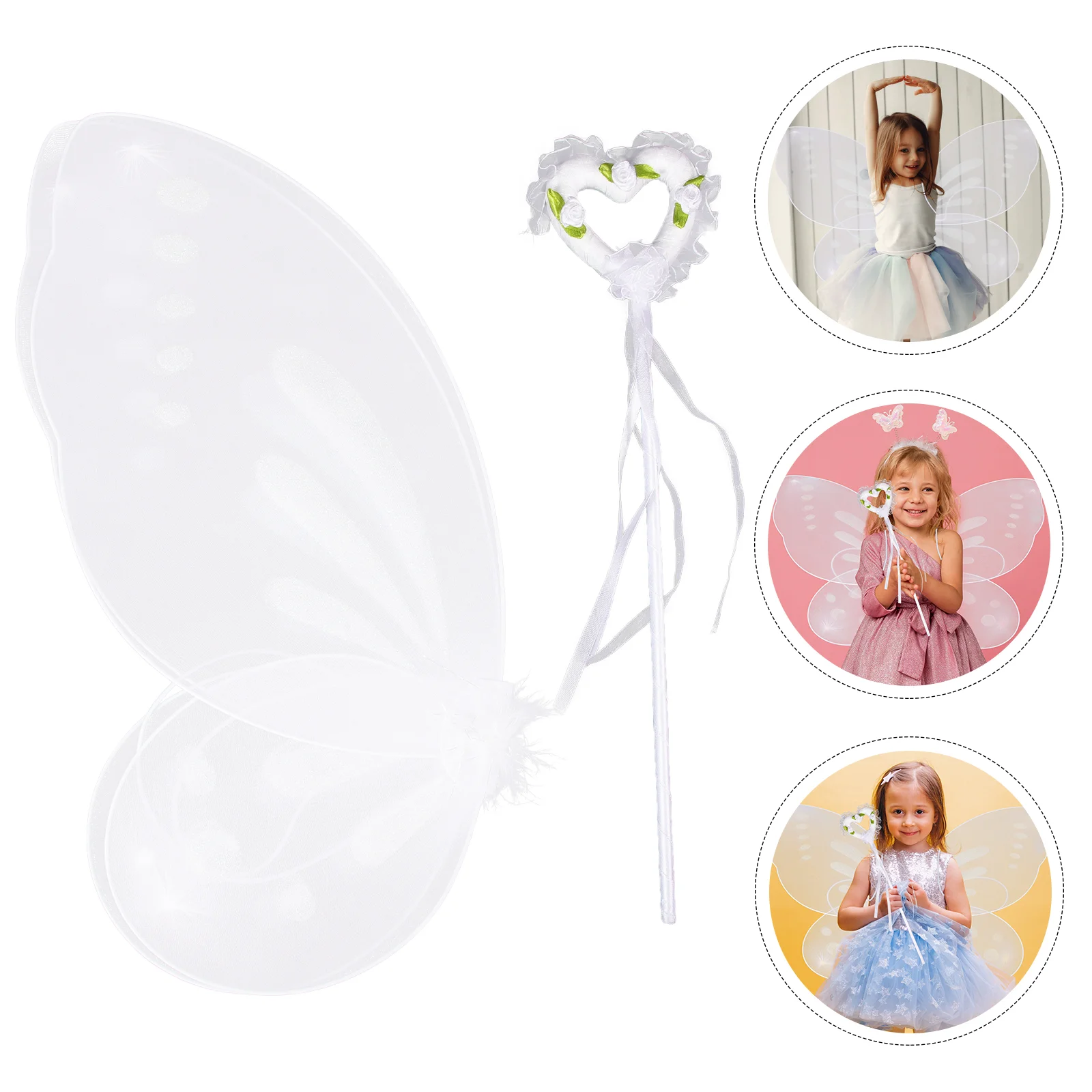 Folding Butterfly Wings Fairy Stick Set Children's Stage Performance Dressing Props Kids Girls Makeup Costume Fabric