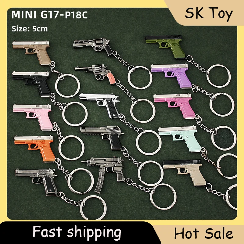 

5cm MiNI Gun Keychain Pendant Alloy P92 Model G17 Sand Eagle Revolt Fashionable Men's Accessories Metal Durable Keyrings Gifts