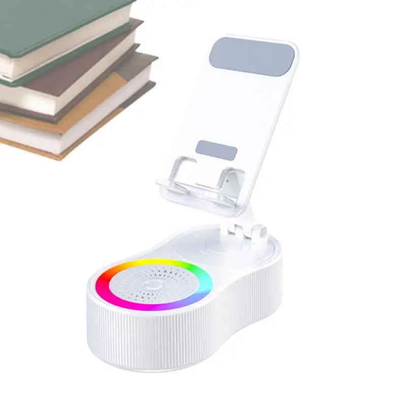 

Phone Holder With Speaker Portable Speaker With Charging Function Anti-Slip Base Adjustable Cell Phone Holder With Ambient LED