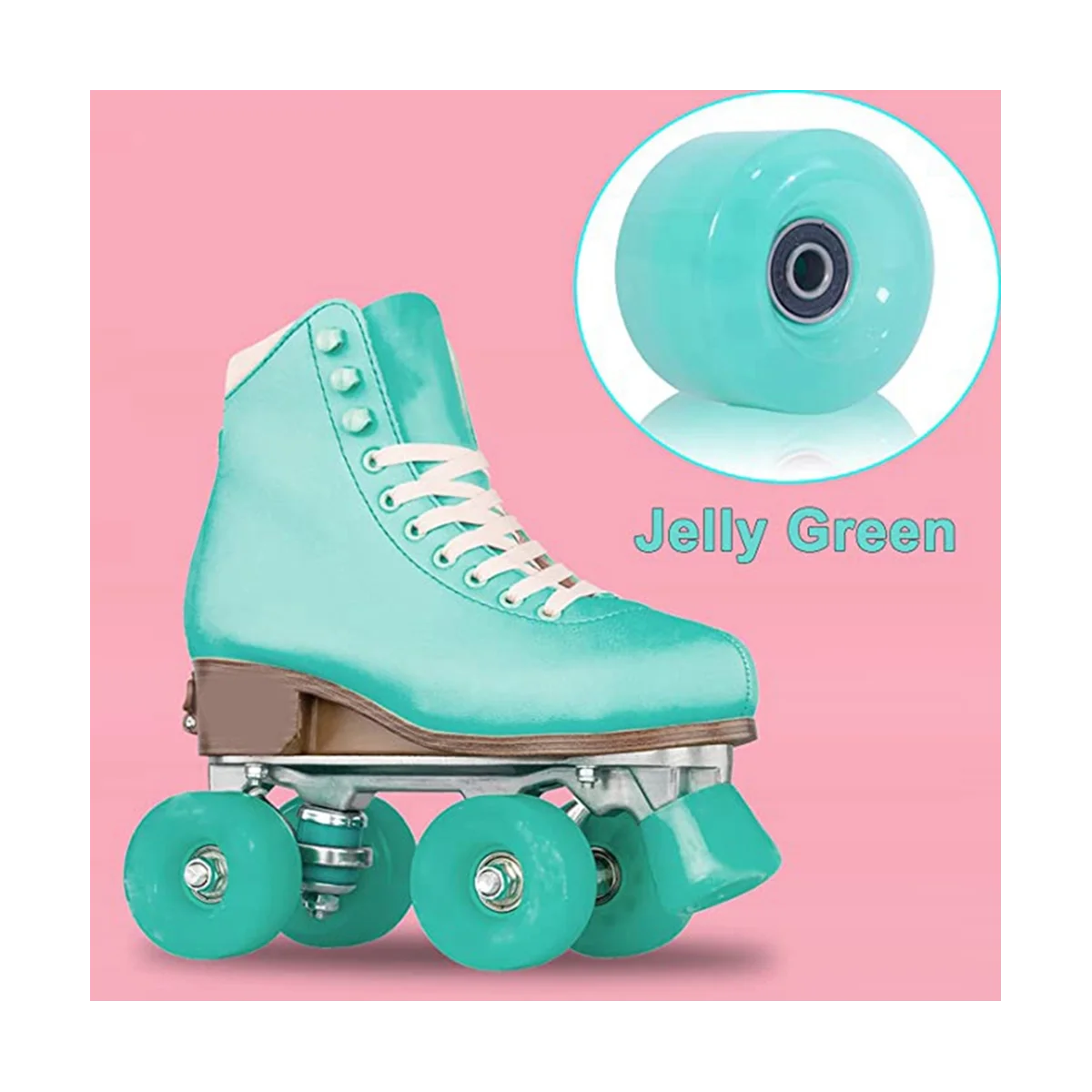 8 Piece Skate Wheel Set with Toe Plugs, 58Mm X 32Mm, 82A Outdoor/Indoor Skate Wheel Green