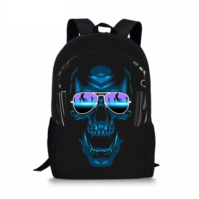 

Punk Style Men's Backpack Skull Head Music Printing Teens Boys Bag Rock Women Daypack Kids School Bag Large Capacity Backpacks