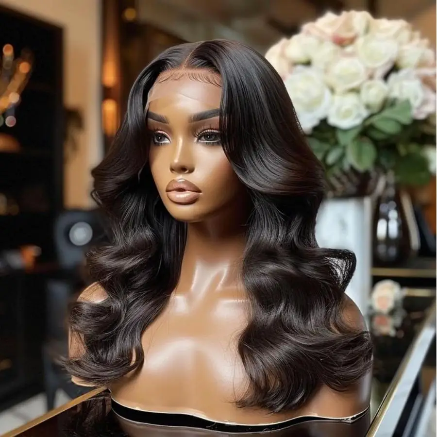 

Brazilian Hair 13x6 HD Transparent Lace Frontal Wigs Body Wave Human Hair Wigs Preplucked 40 30 Inch Black 13x4 Wigs for Women