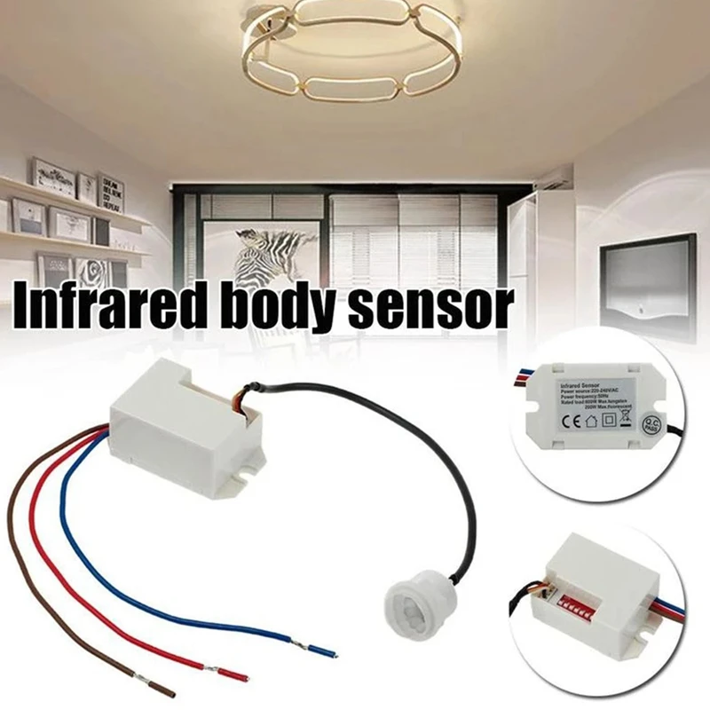 N11R- Practical Useful Wall PIR Sensor Detector Light Switch 50/60Hz 6M Motion Occupancy Rest Dips 220-240V/AC 360°