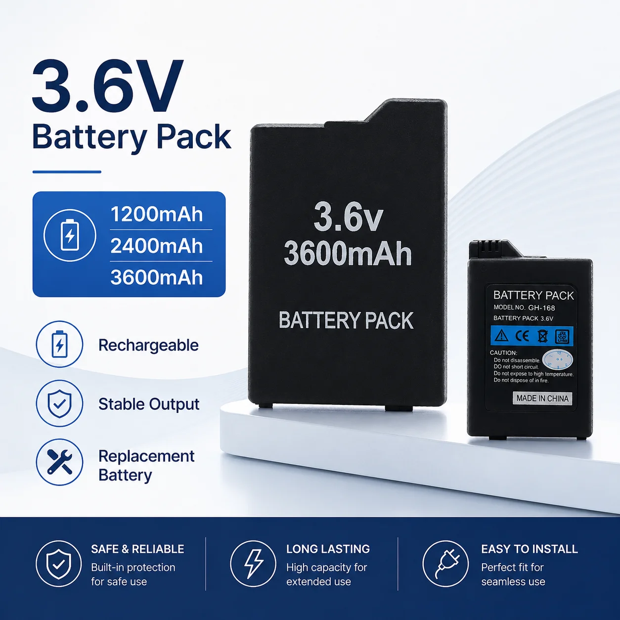 3600/2400mAh Replacement Lithium Battery For Sony PSP2000 PSP3000 PSP‑3004 PSP Lite Game Console Backup Battery Pack