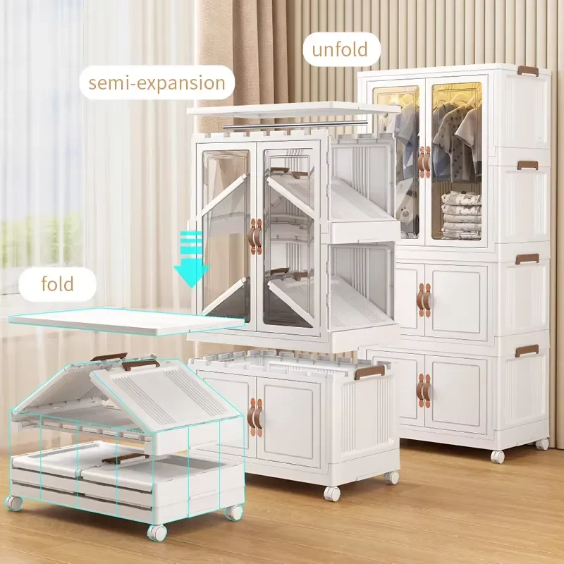 Compact Foldable Wardrobe Portable Dresser for Kids Children Storage Cabinet Organizer