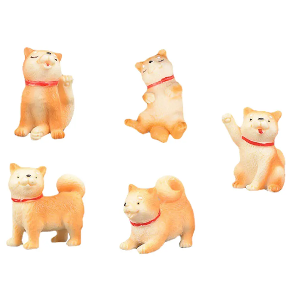 

5pcs Dog Figurine Adorable Puppy Resin Statue Desk Decoration Home Office Accessory Mini Model Craft Gift
