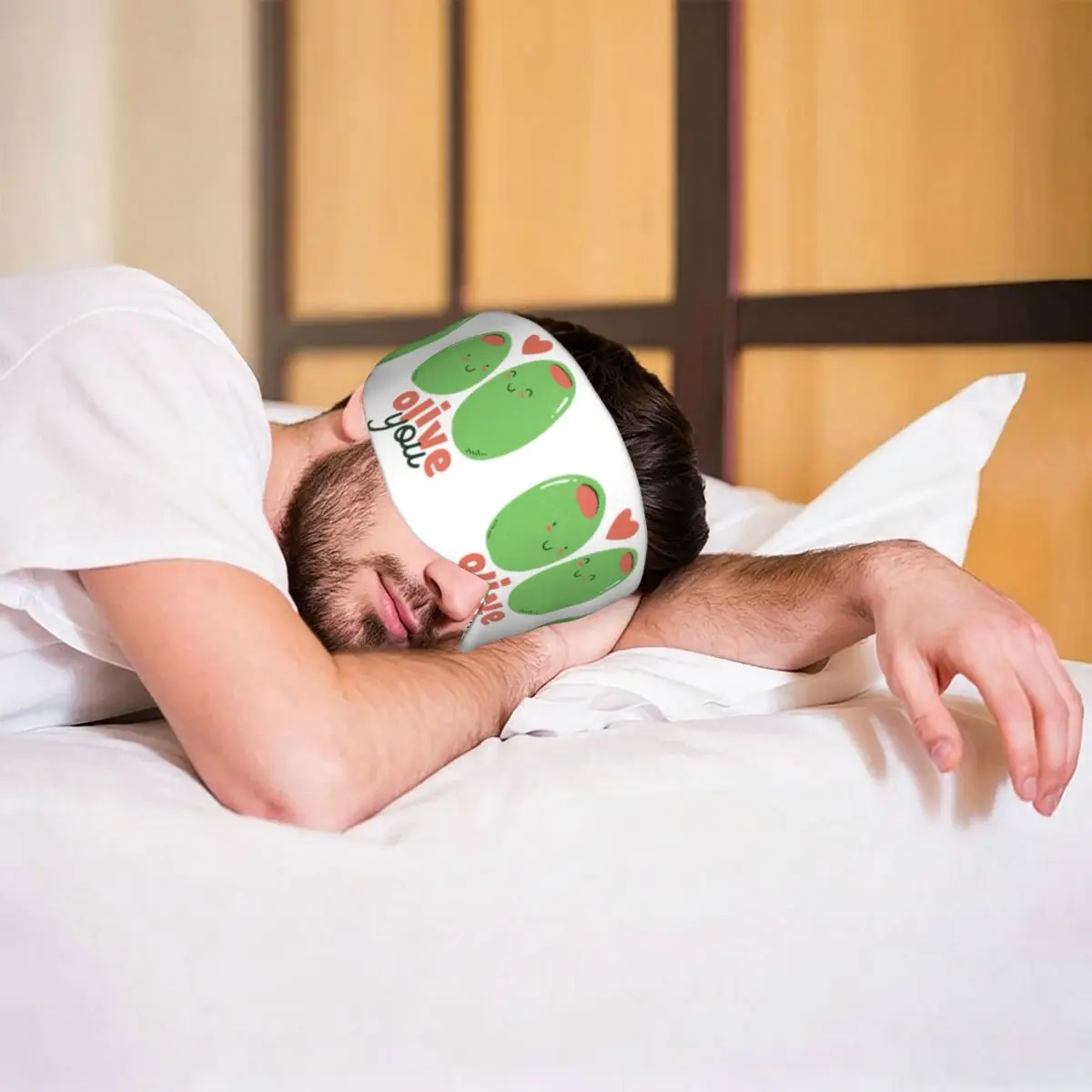 Olive You - I Love You sleep eye mask Light Blocking Portable Eye Cover for Girls Boys Home Sleeping Party Eyeshade eyepatch view 6