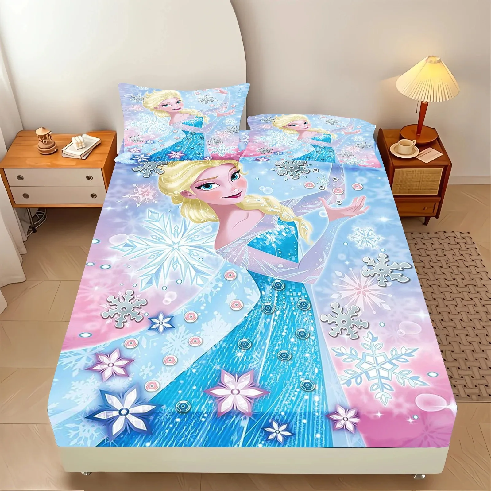 Cartoon Disney Frozen Fitted Sheets Sheets Home Kids Sheets Cover Elastic Cute Princess Print Bedding Available in Custom Sizes