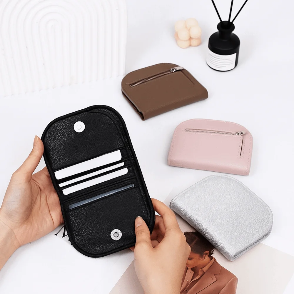 Tragbare Zipper Kurze Brieftasche Mini Koreanischen Stil Geldbörse Multi-karte Einfarbig PU Leder Karte Halter Student