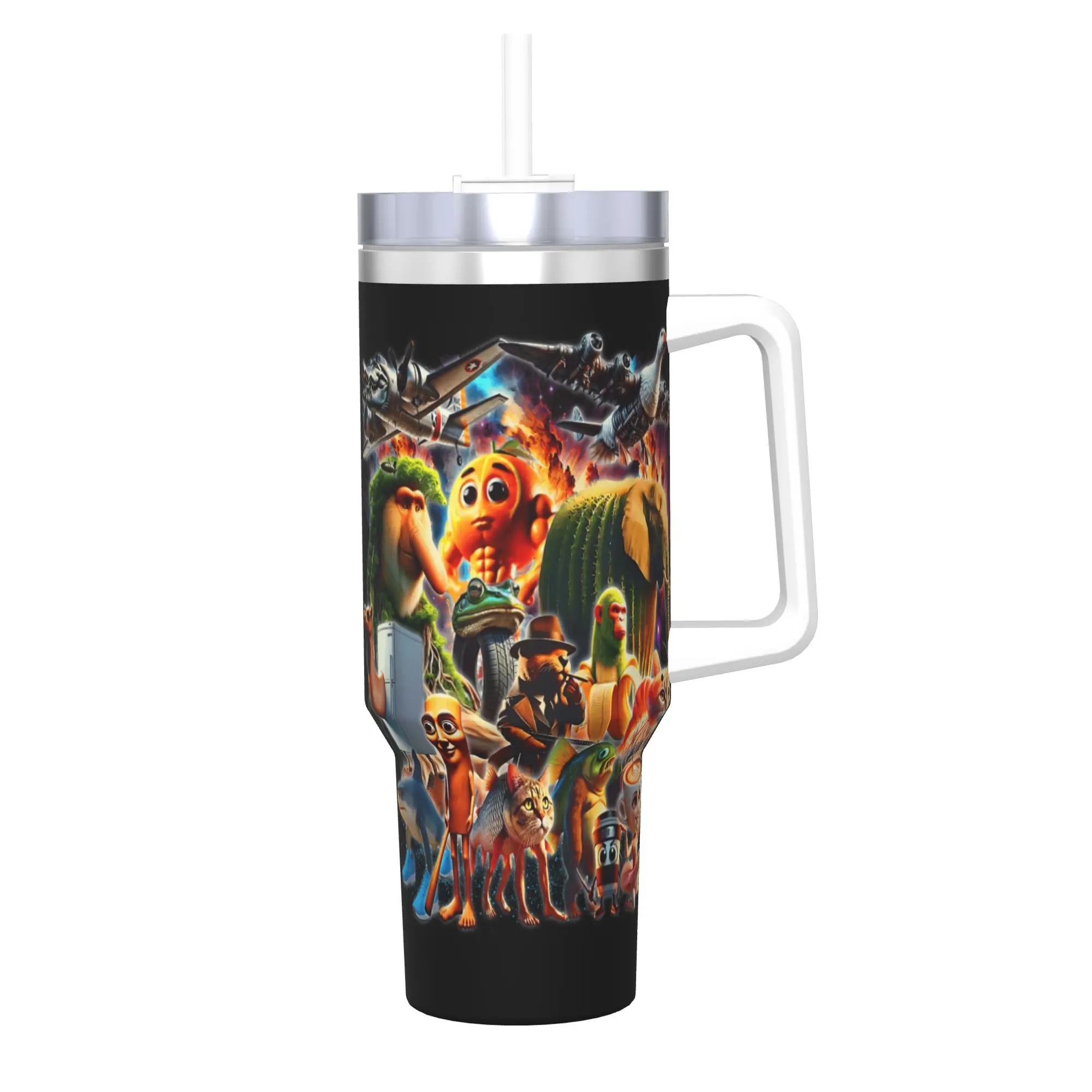 

40oz Italian Brainrot Al Generated Animals Vacuum Insulated Tumbler Gen Z Double Walled Mug Thermal Cup Car Ergonomic