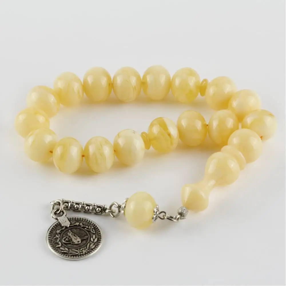 Powder Amber Flat Cut Squeezing Rosary