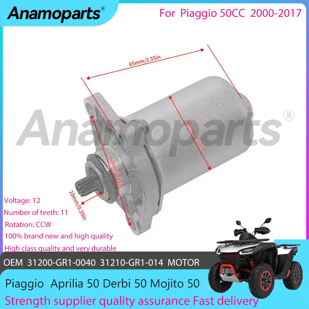 Motorcycle Engine Starter Electrical fits for 2000-2017 Piaggio Aprilia Derbi APRILIA Mojito Sport Scarabeo 50 31200-GR1-0040