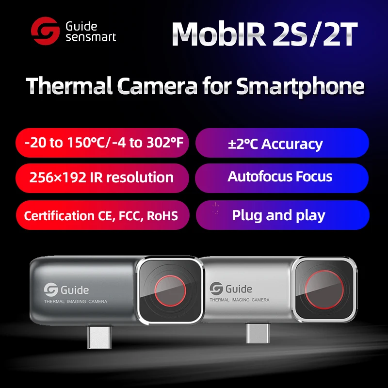 Guide Mobir 2S 2T Thermal Imaging for Android Mobile Phone Type C Infrared Thermal Imager Camera Auto Focus 256x192 IR Pixel