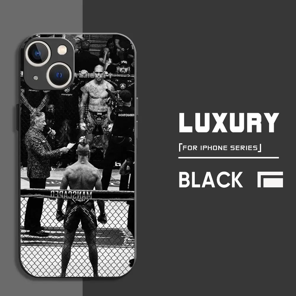 Fighting u-ufc Pereira Phone Case For iPhone 16 15 14 13 12 11 X XR XS 8 Plus Mini Pro Max Soft black Shockproof Cover