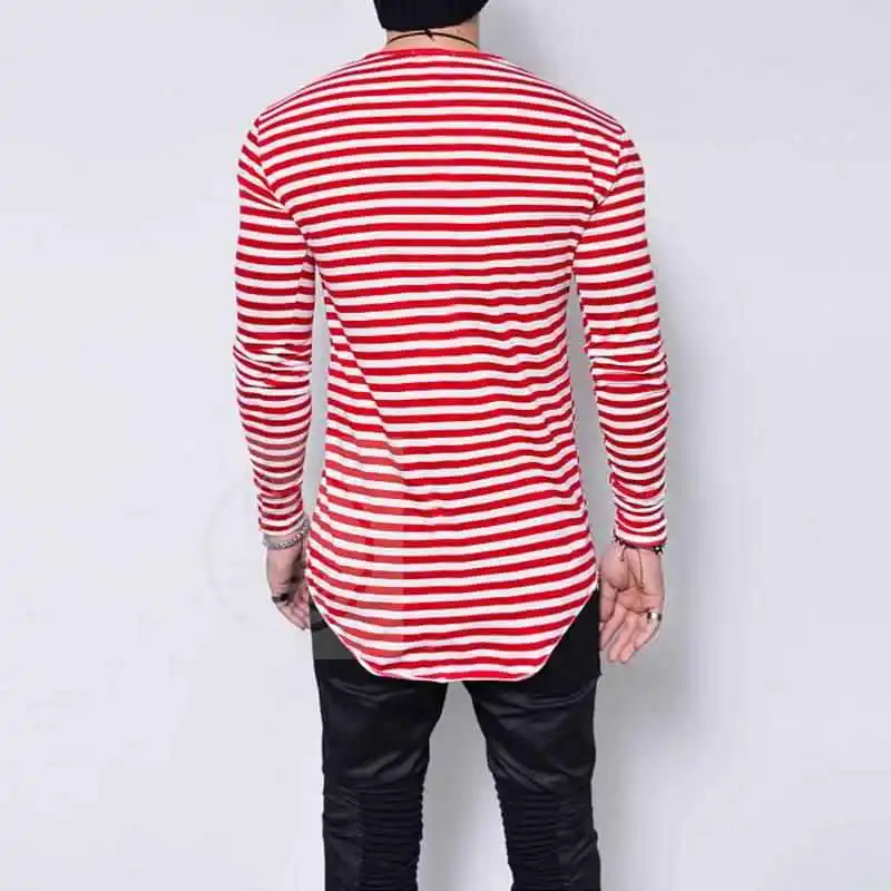 

Spring New round Ne Striped Men's T-irt Long Sve Slim Fit Modern Sle Pure Cotton Youthful ular Daily Wear