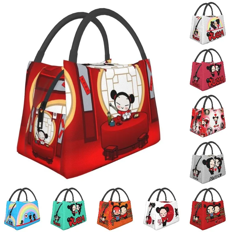 

Animation Pucca Insulated Lunch Bag for Camping Travel Cartoon Anime Tv Resuable Thermal Cooler Bento Box Women