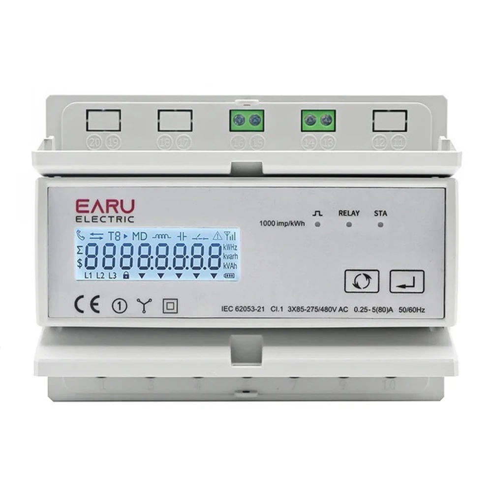 WiFi/ZigBee Three Phase Two-way Bidirectional Energy KWh Meter Monitor Wattmeter Support Modbus RTU DL/T645-2007 Protocol