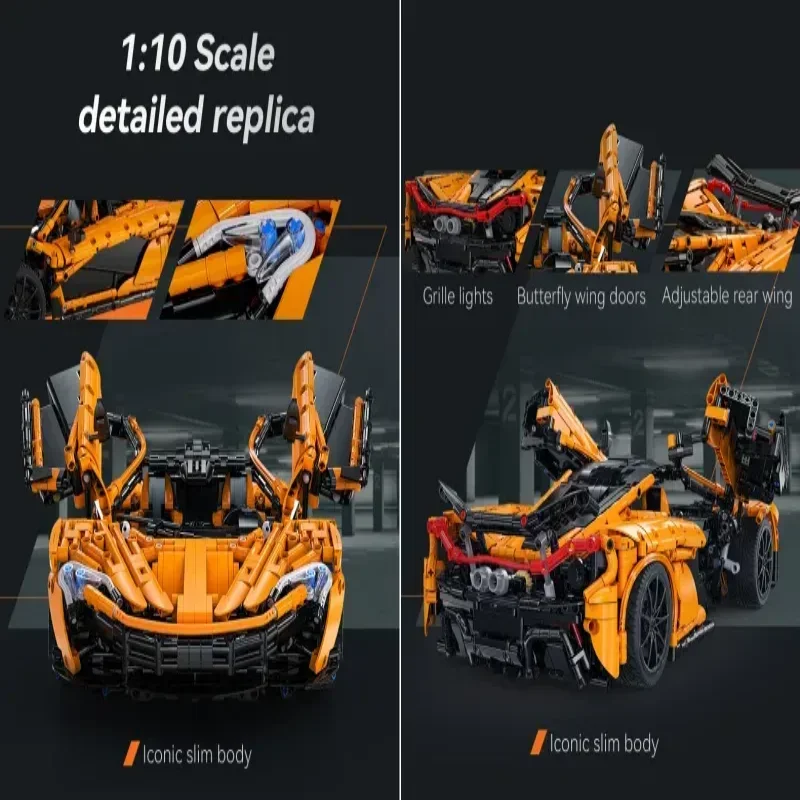 Moc Designer Pvdb Smiling Assassin Cada 1:10 Model Building Blocks V8 Cylinder Car Speed Racing Vehicle Toy Children's Gift