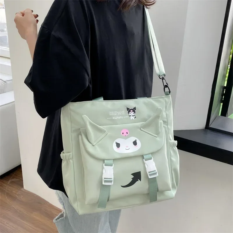 

Sanrio hello kitty shoulder bag nylon handbag kuromi cute college student messenger bag class tutorial bag women's storage bag