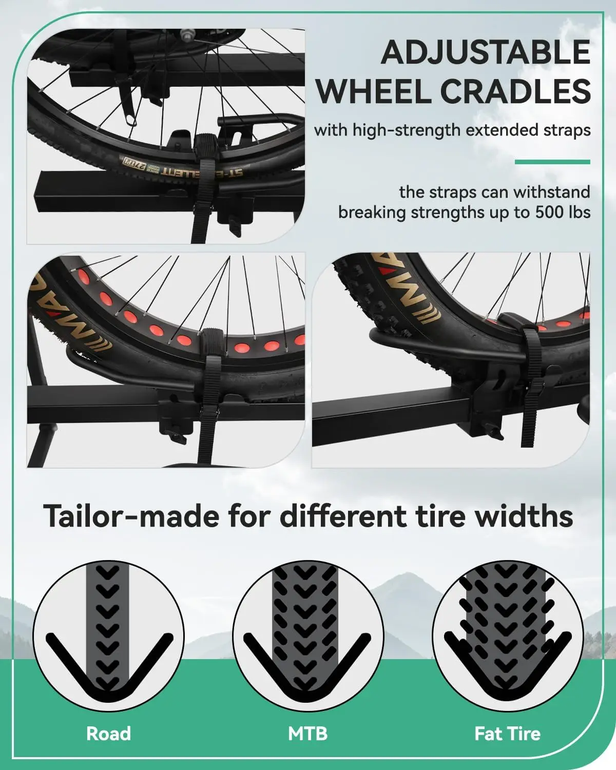 Hitch Bike Rack for 2 Bikes, Fits Cars Trucks SUVs RVs Trailers, Holds Fat Tire Mountain Electric Bikes - 200 lbs Capacity