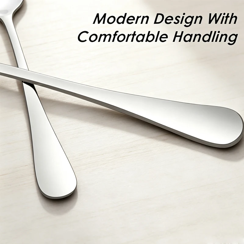 2/4/6pcs1010 Stainless Steel Spoon Fork Set, Simple and Beautiful, Dishwasher Safe and Necessary for Every Household. view 5